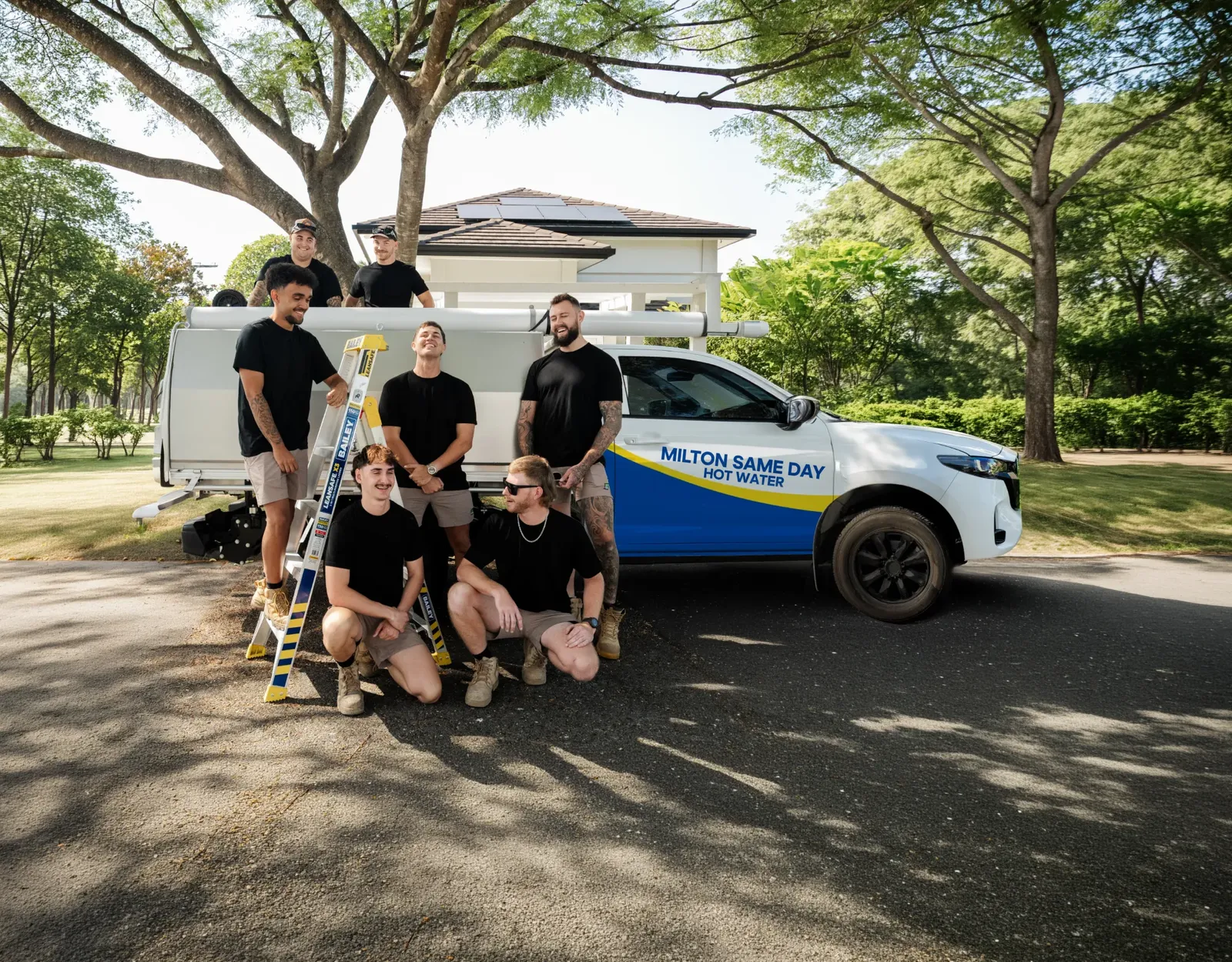 Milton Same Day Hot Water team and ute