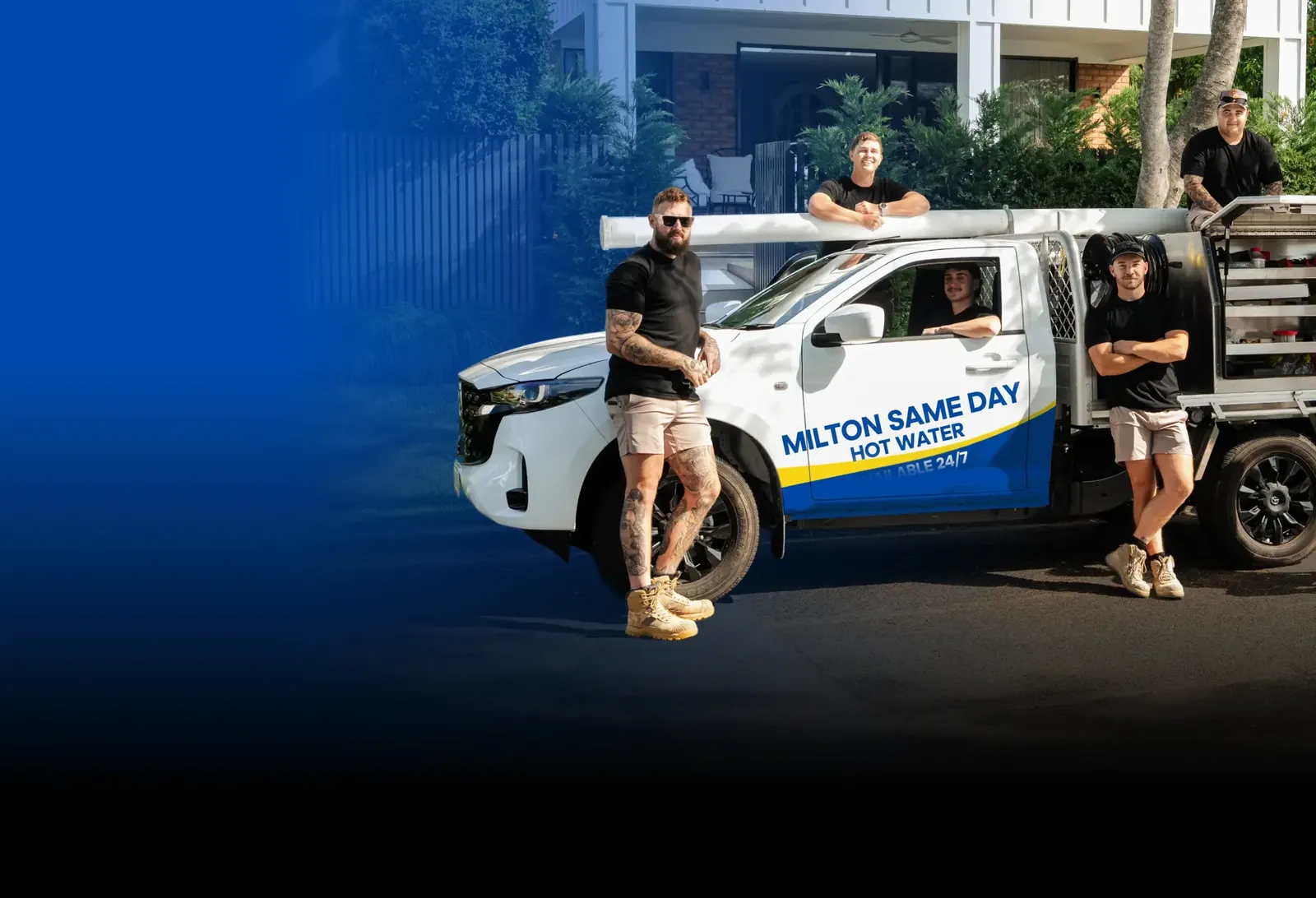 Milton Same Day Hot Water team with the ute